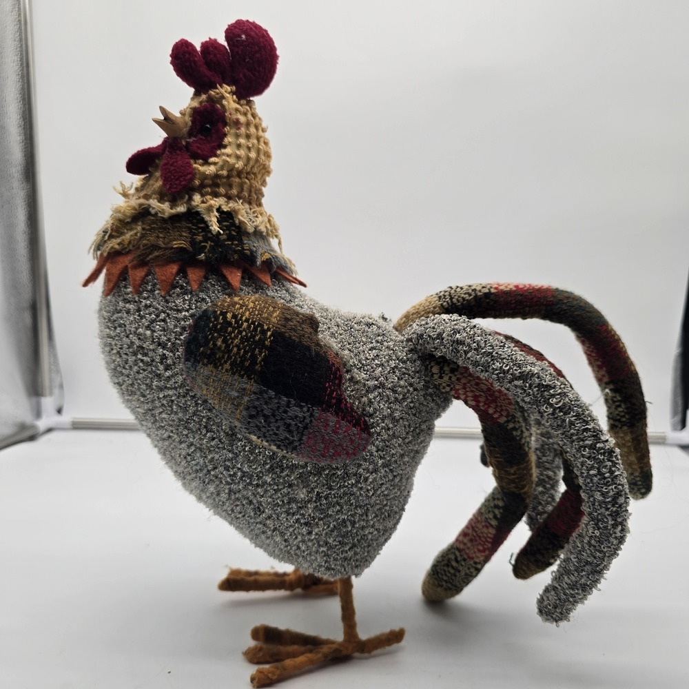 Patchwork Fabric Rooster Chicken Cottage Core Country 13 X 13 Decorative